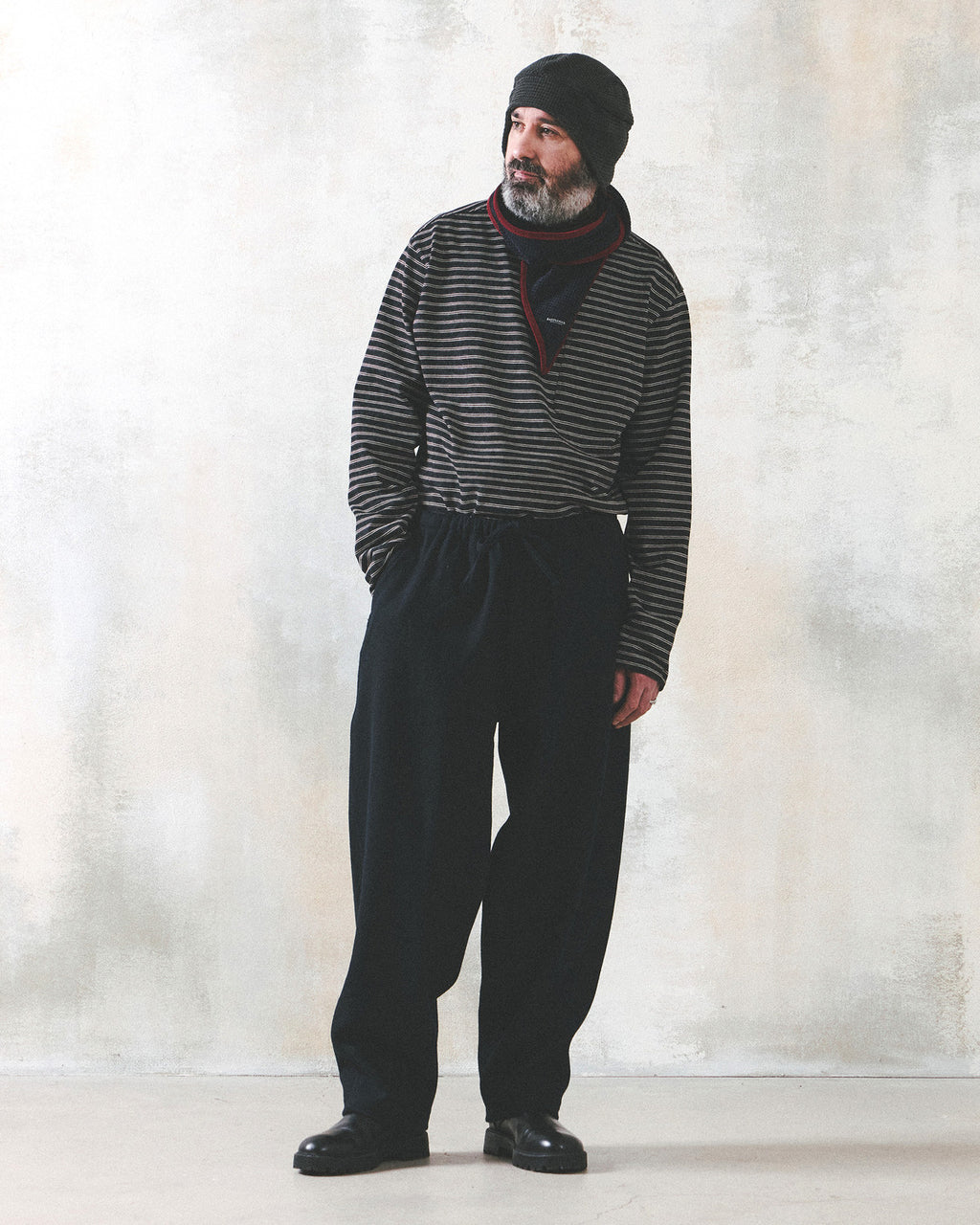 Eastlogue - Bleached Stripe Pocket L.s T-shirts (Navy & Brown Stripe) product image 4 | TRAB K-Fashion Australia
