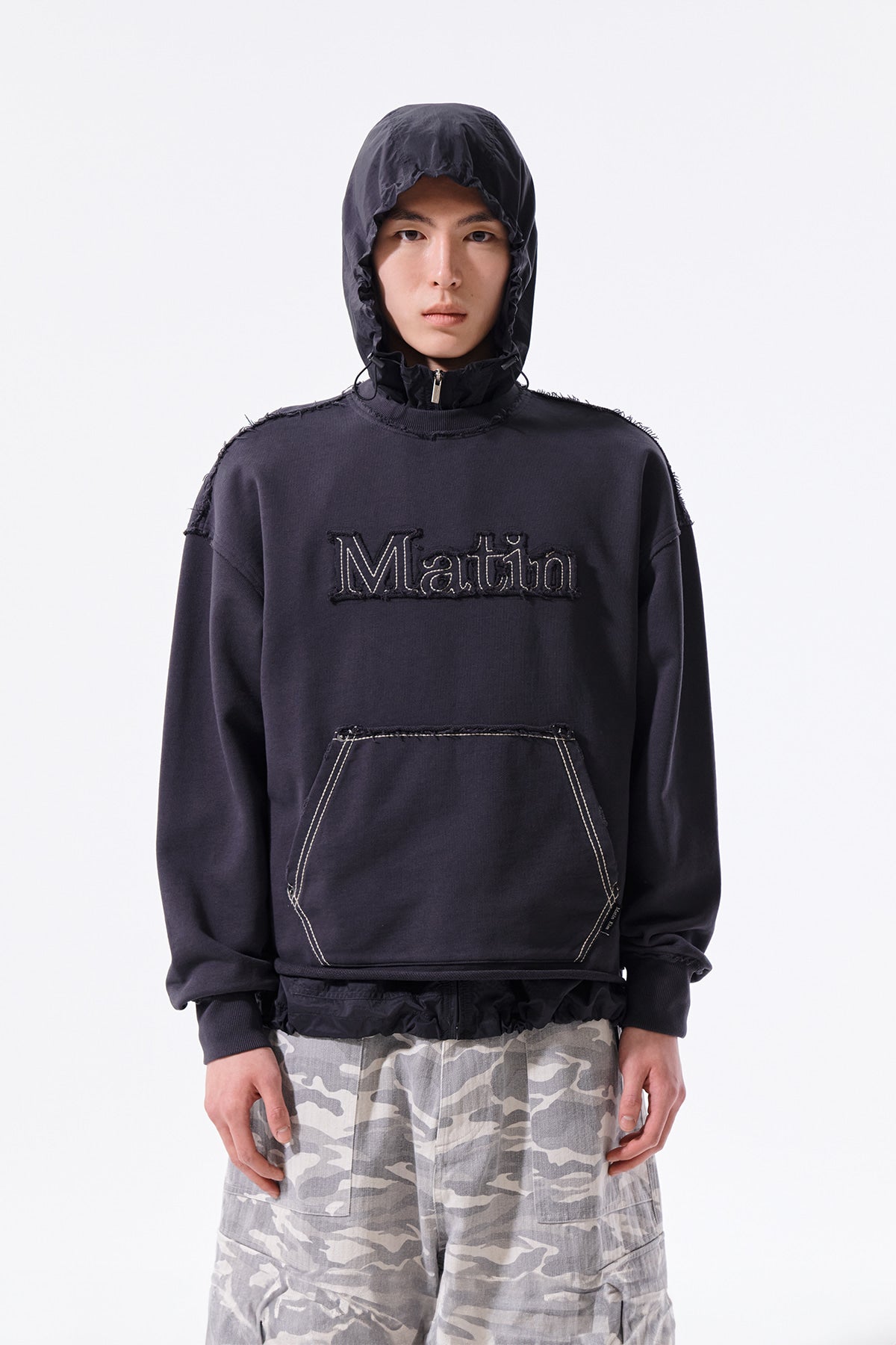 Matin Kim - Raw Cut Applique Sweatshirt (Charcoal) product image 10 | TRAB K-Fashion Australia