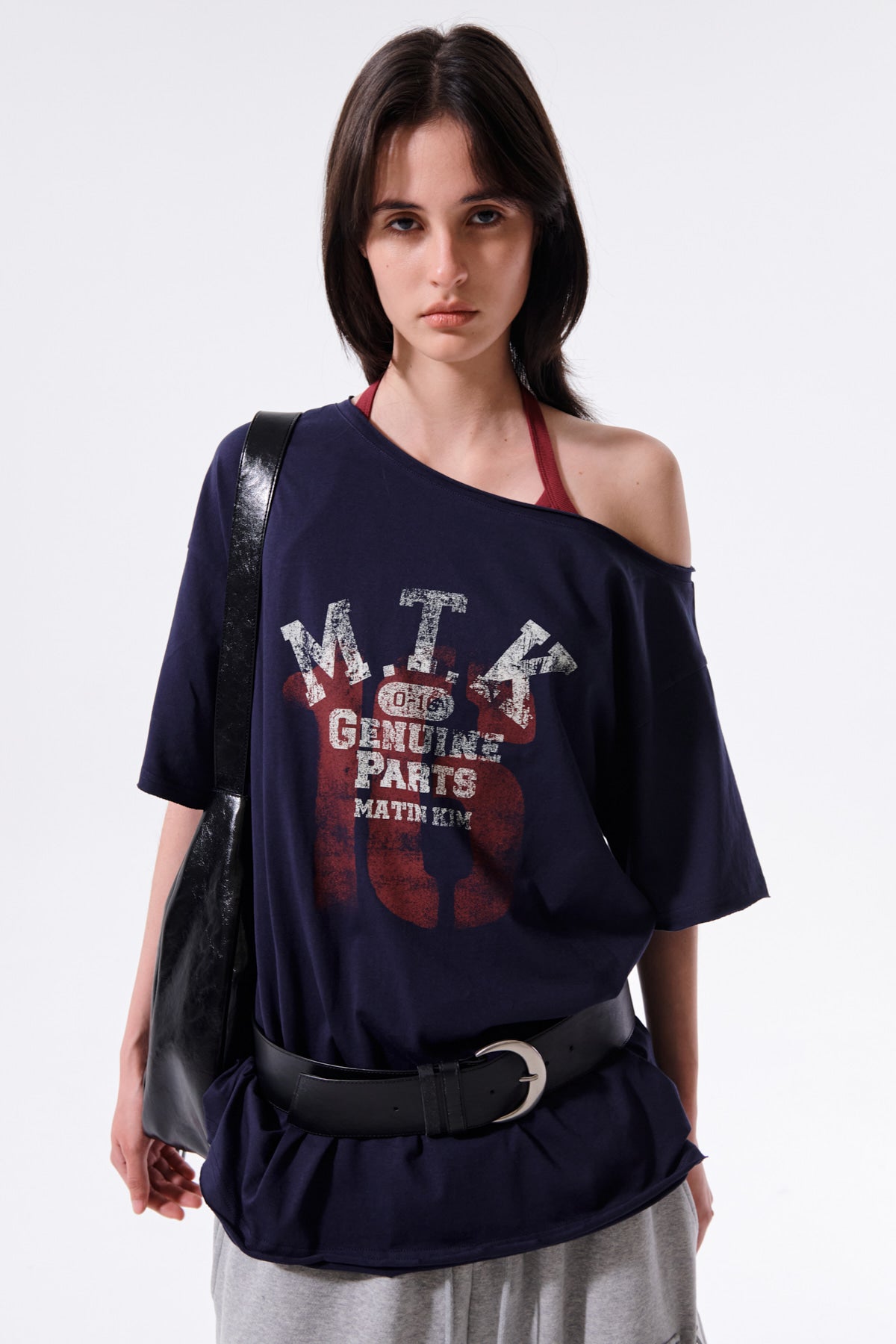Matin Kim - Mtk 16 Graffiti Logo Asymmetric Top (Navy) product image 11 | TRAB K-Fashion Australia