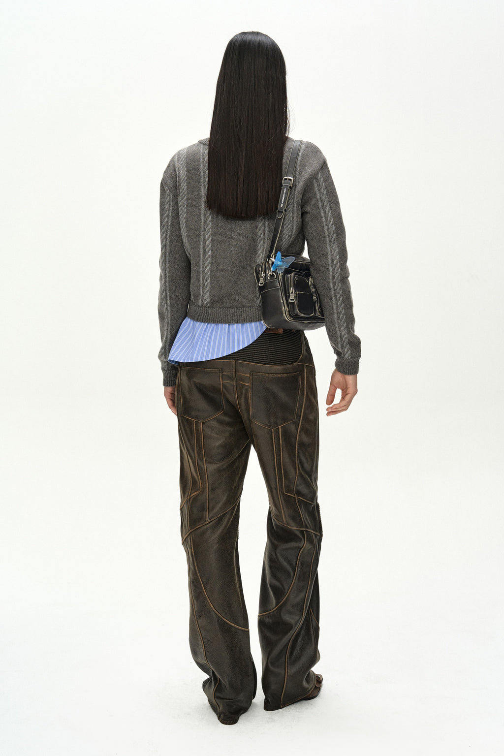 Andersson Bell - Shirt Insert V-Neck Sweater (Grey/Blue) product image 3 | TRAB K-Fashion Australia