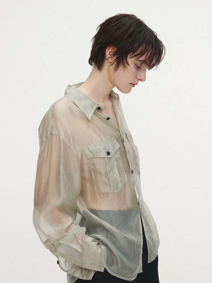 Tonywack - Oversized Sheer Shirt (Pale Green) product image 1 | TRAB K-Fashion Australia