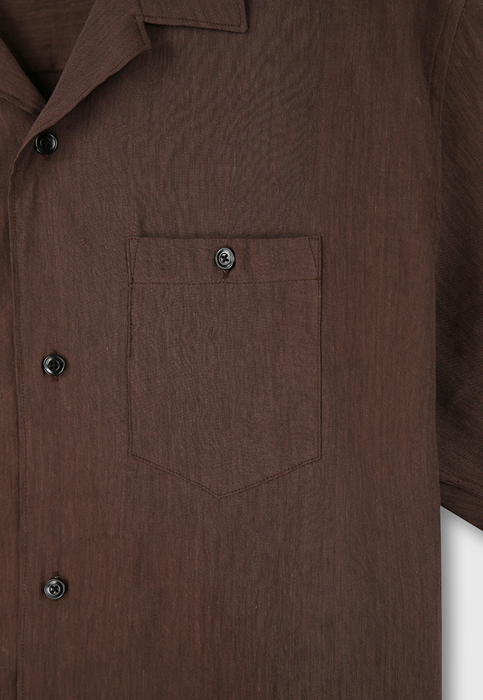 Tonywack - Cozy Linen Viscose Cuban-Collar Shirt (Penny Brown) product image 10 | TRAB K-Fashion Australia
