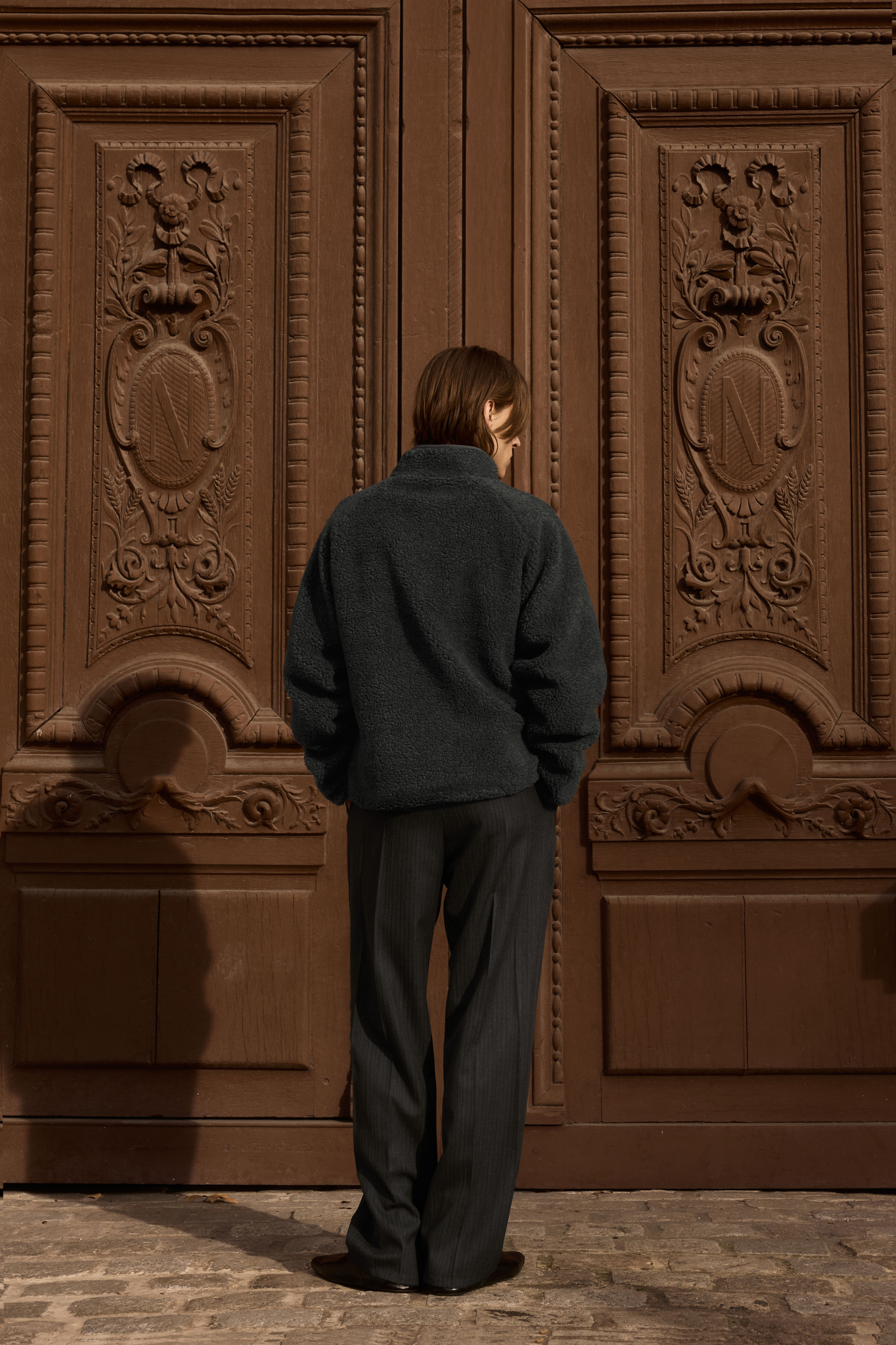 STU - Fleece Zip-Up Jacket In (Charcoal) product image 2 | TRAB K-Fashion Australia