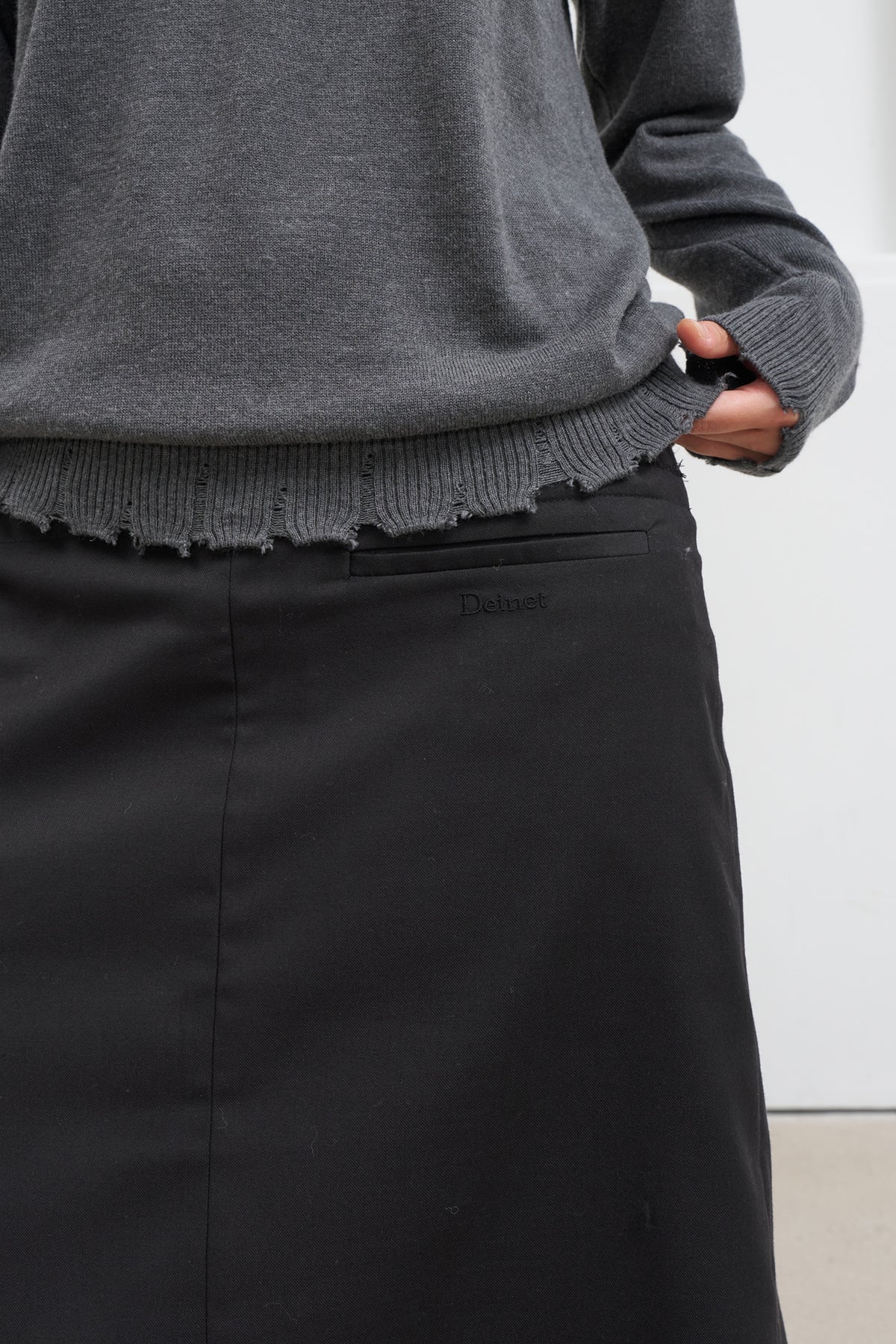 Deinet - Raw Edge Layered Midi Skirt (Black) product image 6 | TRAB K-Fashion Australia