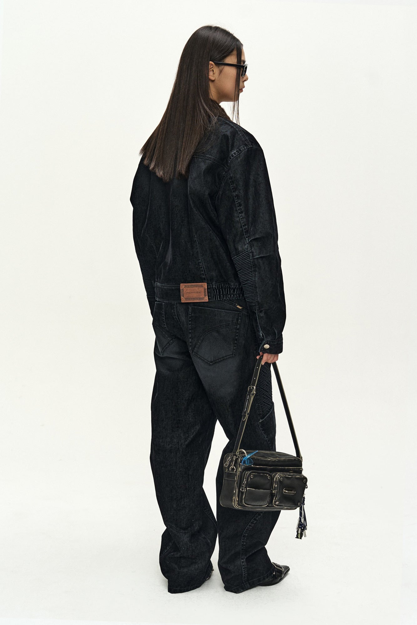 Andersson Bell - Unisex Rodeo Biker Wide-Leg Jeans (black) (Black) product image 8 | TRAB K-Fashion Australia