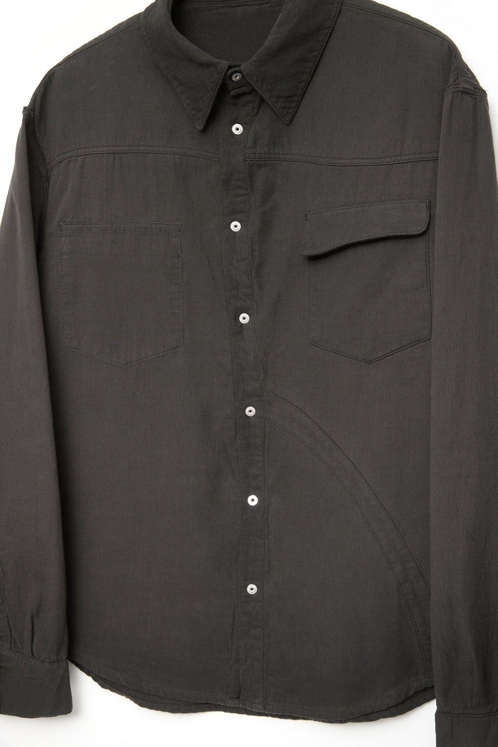 Hatchingroom - Reverse Western Shirt Gauze (Over Dyed Green Charcoal) product image 6 | TRAB K-Fashion Australia