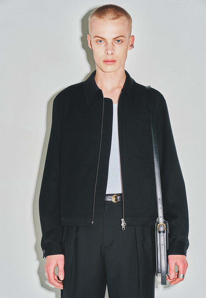 Tonywack - Super Fine Wool Double Pocket Zip Blouson (Black) product image 6 | TRAB K-Fashion Australia