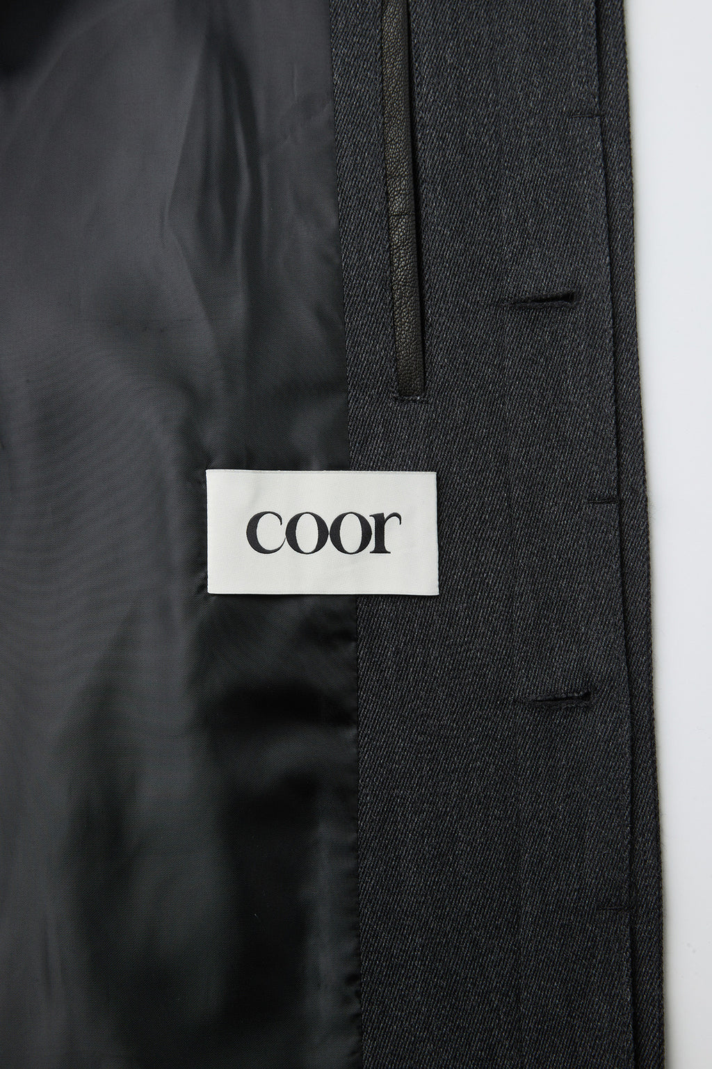 Coor - Round Shoulder Leather Trim Balmaacan Coat (Charcoal) product image 8 | TRAB K-Fashion Australia