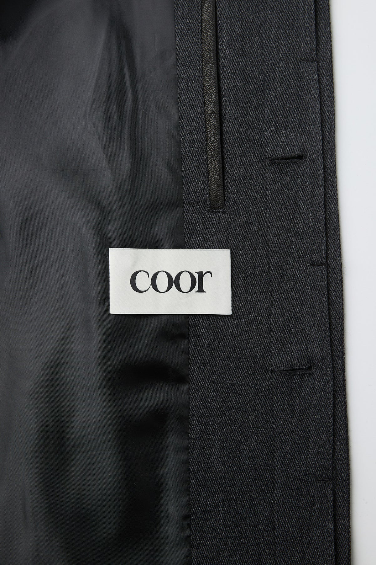 Coor - Round Shoulder Leather Trim Balmaacan Coat (Charcoal) product image 8 | TRAB K-Fashion Australia