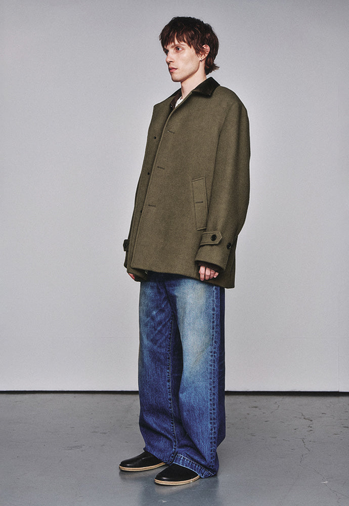 Art if acts - Leather Collar Casentino Half Coat (Moss Grey) product image 2 | TRAB K-Fashion Australia