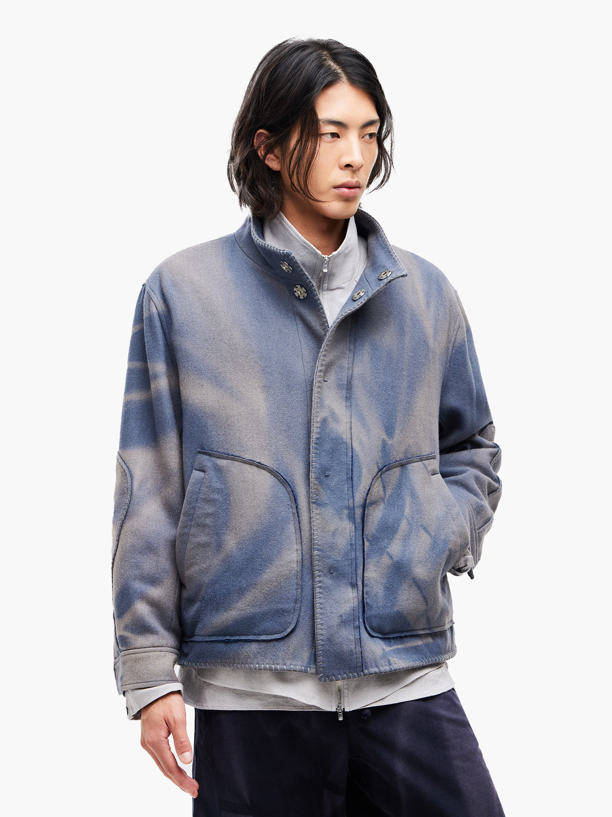 Jiyong Kim - Sun-Bleached Blanket Jacket (Blue) product image 2 | TRAB K-Fashion Australia