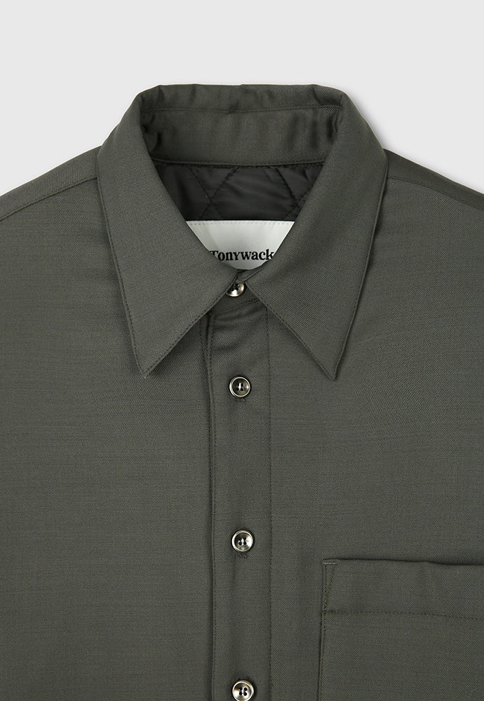 Tonywack - Hard Twist Wool Padded Shirt Jacket (Dark Olive) product image 10 | TRAB K-Fashion Australia