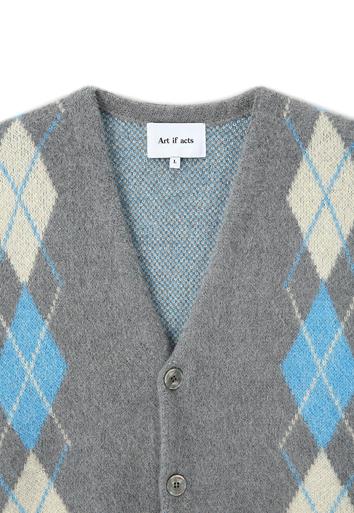 Art if acts - Argyle Mohair Knit Cardigan (Grey) product image 9 | TRAB K-Fashion Australia