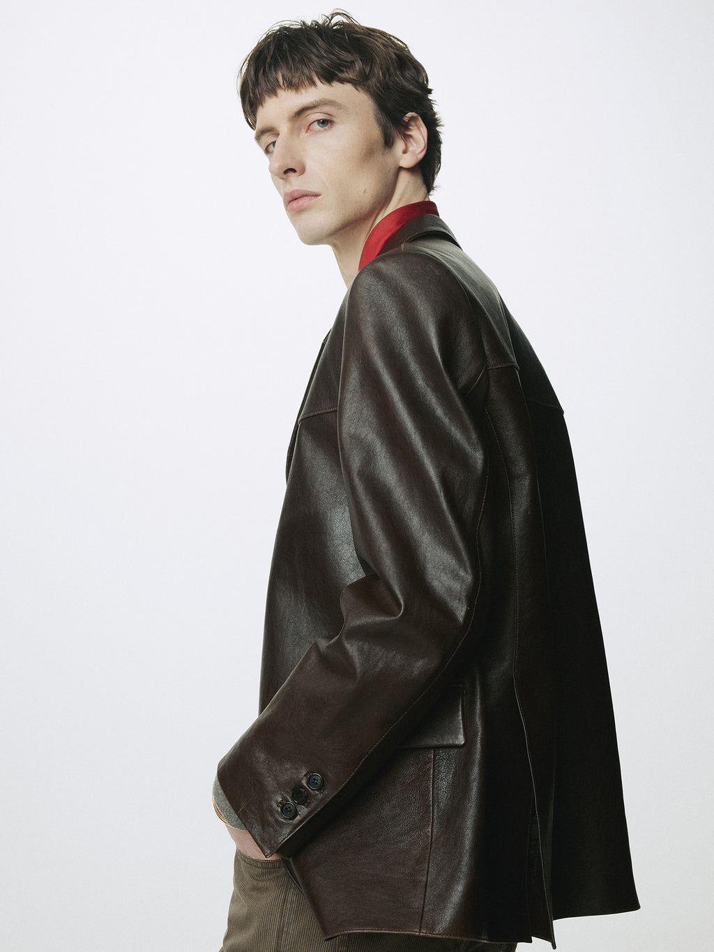 Tonywack - Vegetable Lamb Leather Blazer Jacket (Brown) product image 5 | TRAB K-Fashion Australia
