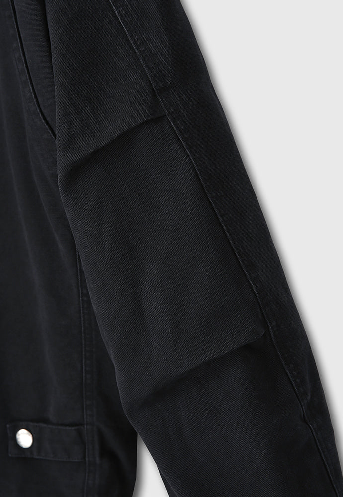 Tonywack - Leather Collar Garment-Washed Chore Jacket (Faded Black) product image 15 | TRAB K-Fashion Australia