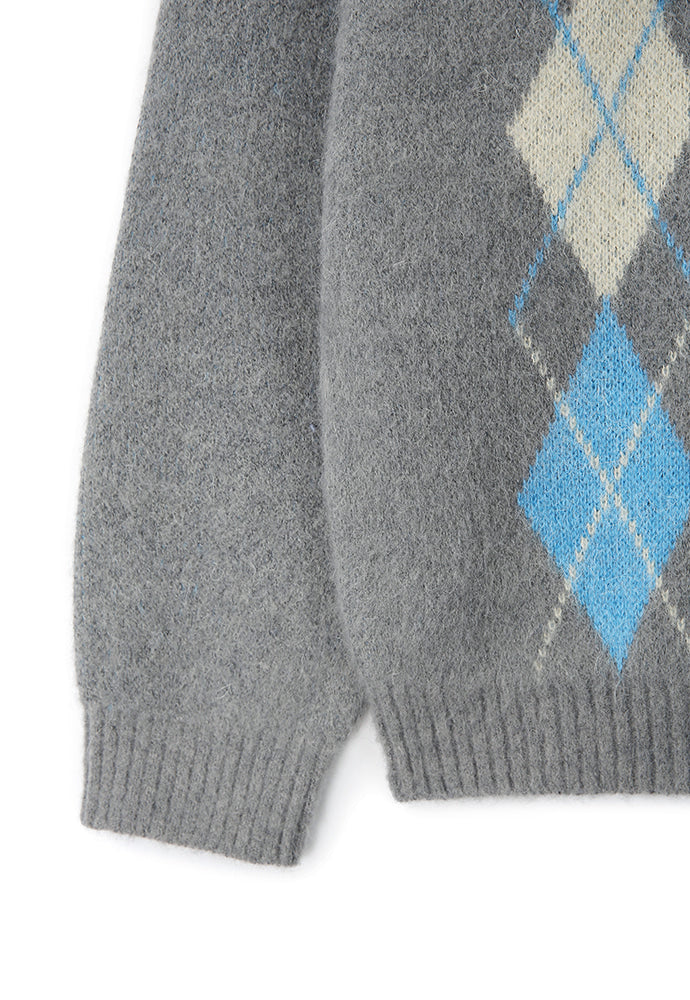 Art if acts - Argyle Mohair Knit Cardigan (Grey) product image 10 | TRAB K-Fashion Australia