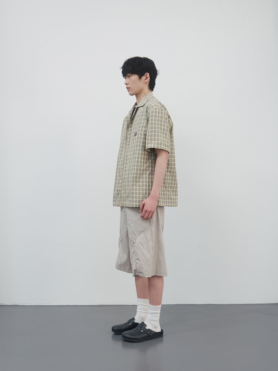 Kijun - Check Half Sleeve Shirt (Beige) product image 4 | TRAB K-Fashion Australia