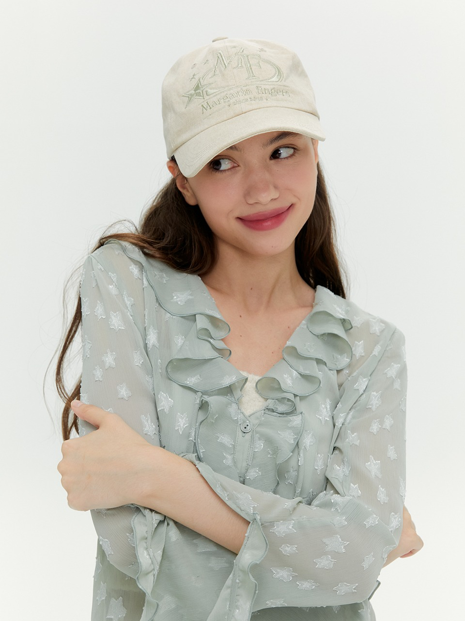 Margarin Fingers - Starry Logo Camp Cap (Beige) product image 1 | TRAB K-Fashion Australia