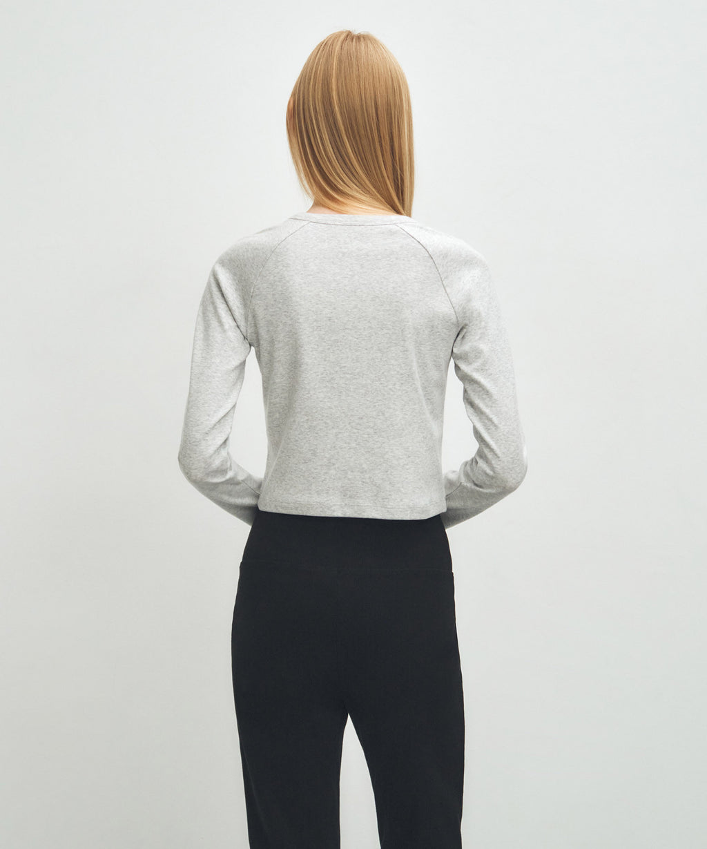 Marithe & Francois Girbaud - Basic Crop Long Sleeve (Light Heather Gray) product image 3 | TRAB K-Fashion Australia