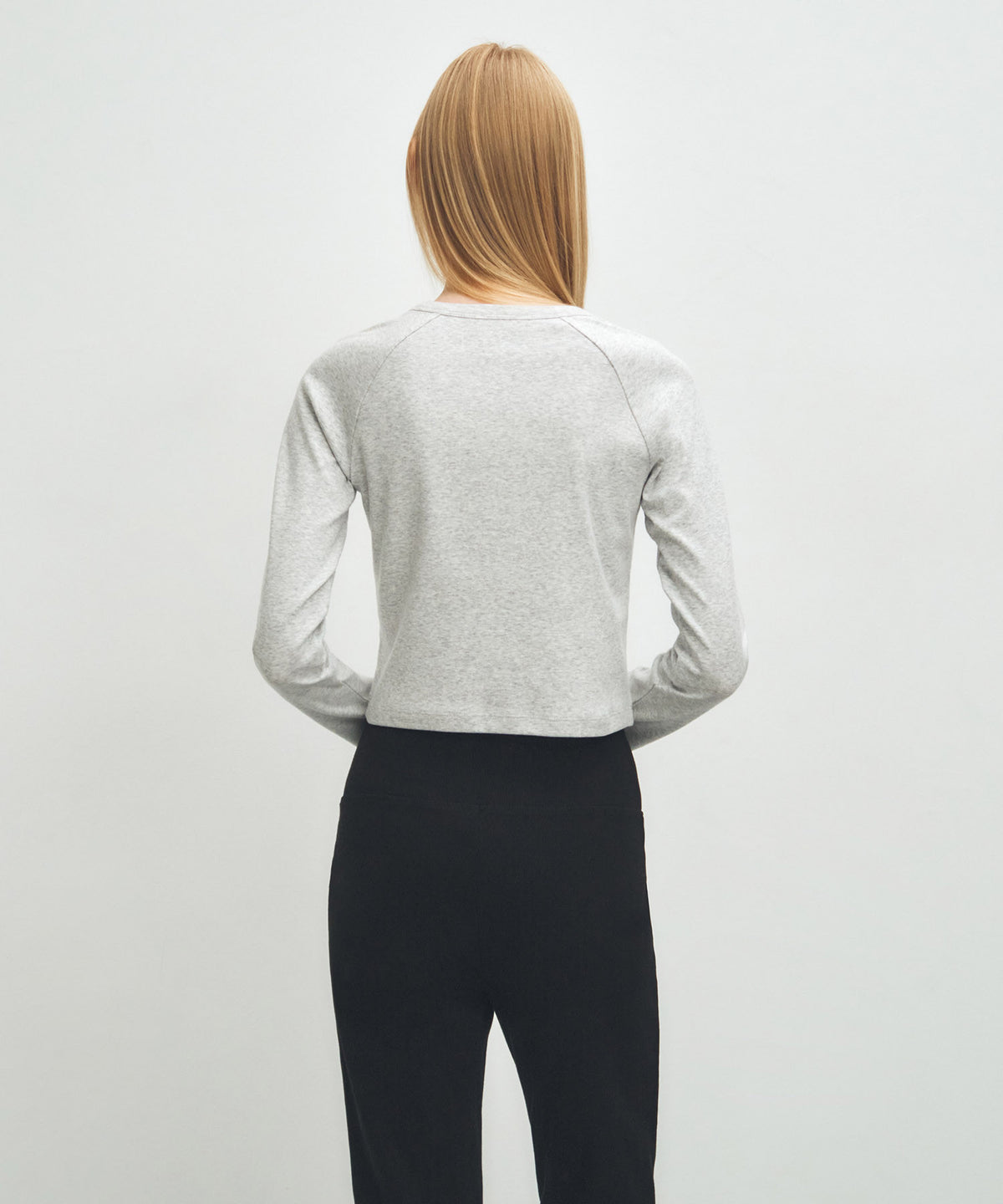 Marithe & Francois Girbaud - Basic Crop Long Sleeve (Light Heather Gray) product image 3 | TRAB K-Fashion Australia