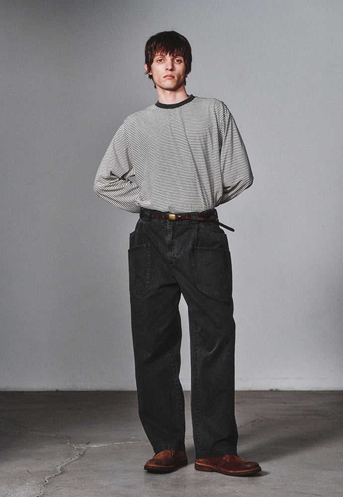 Art if acts - Washed Stripe Long Sleeve (Charcoal) product image 4 | TRAB K-Fashion Australia