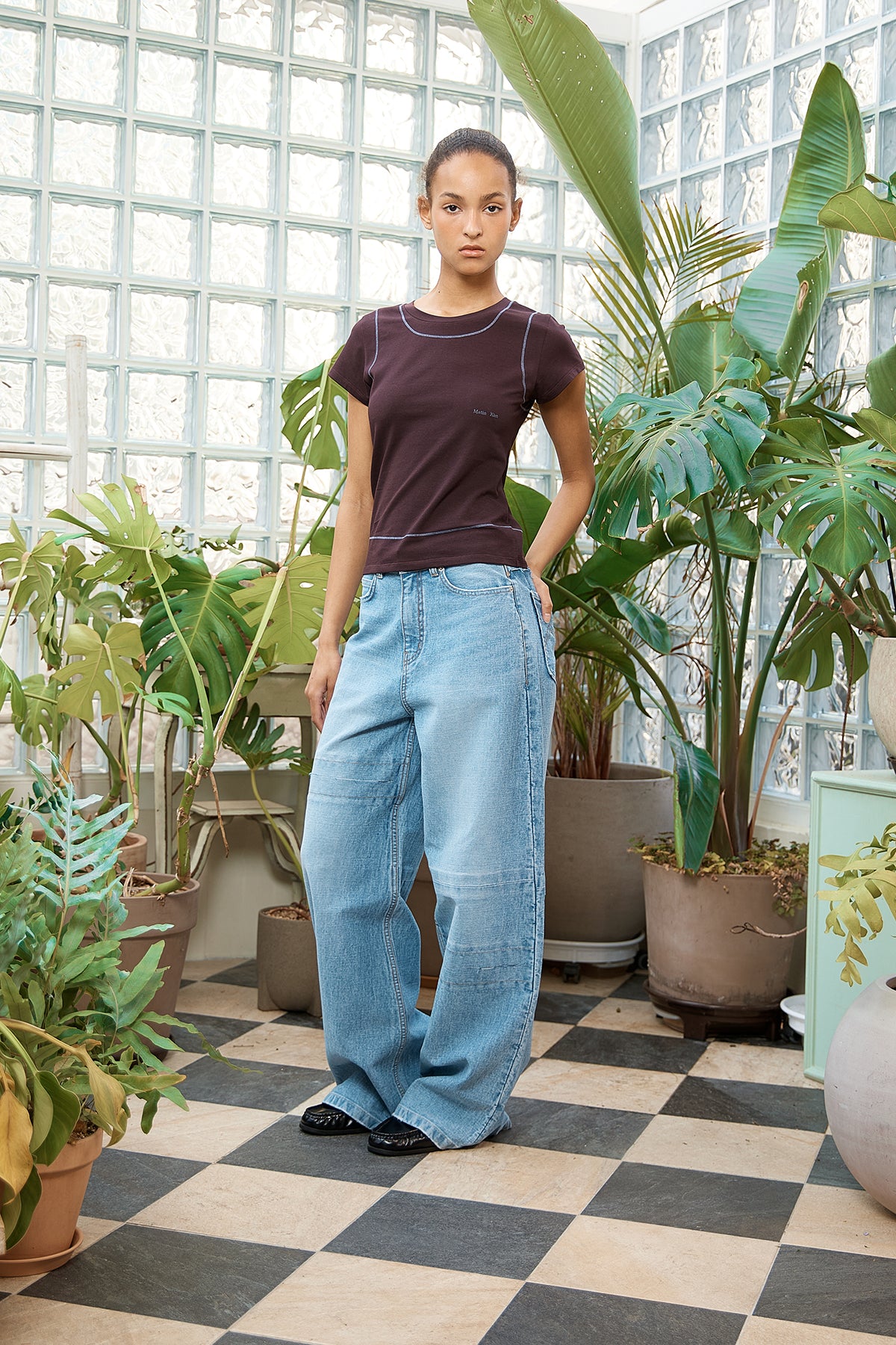Matin Kim - Unbalance Cut Point Denim Pants (Blue) product image 11 | TRAB K-Fashion Australia