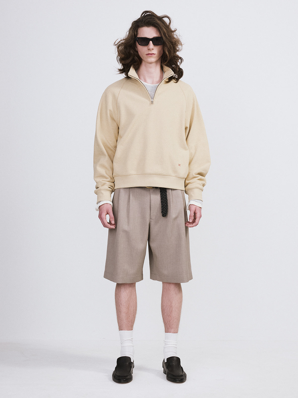 Recto - Rc Logo Half-Zip Sweatshirt (Beige) product image 3 | TRAB K-Fashion Australia