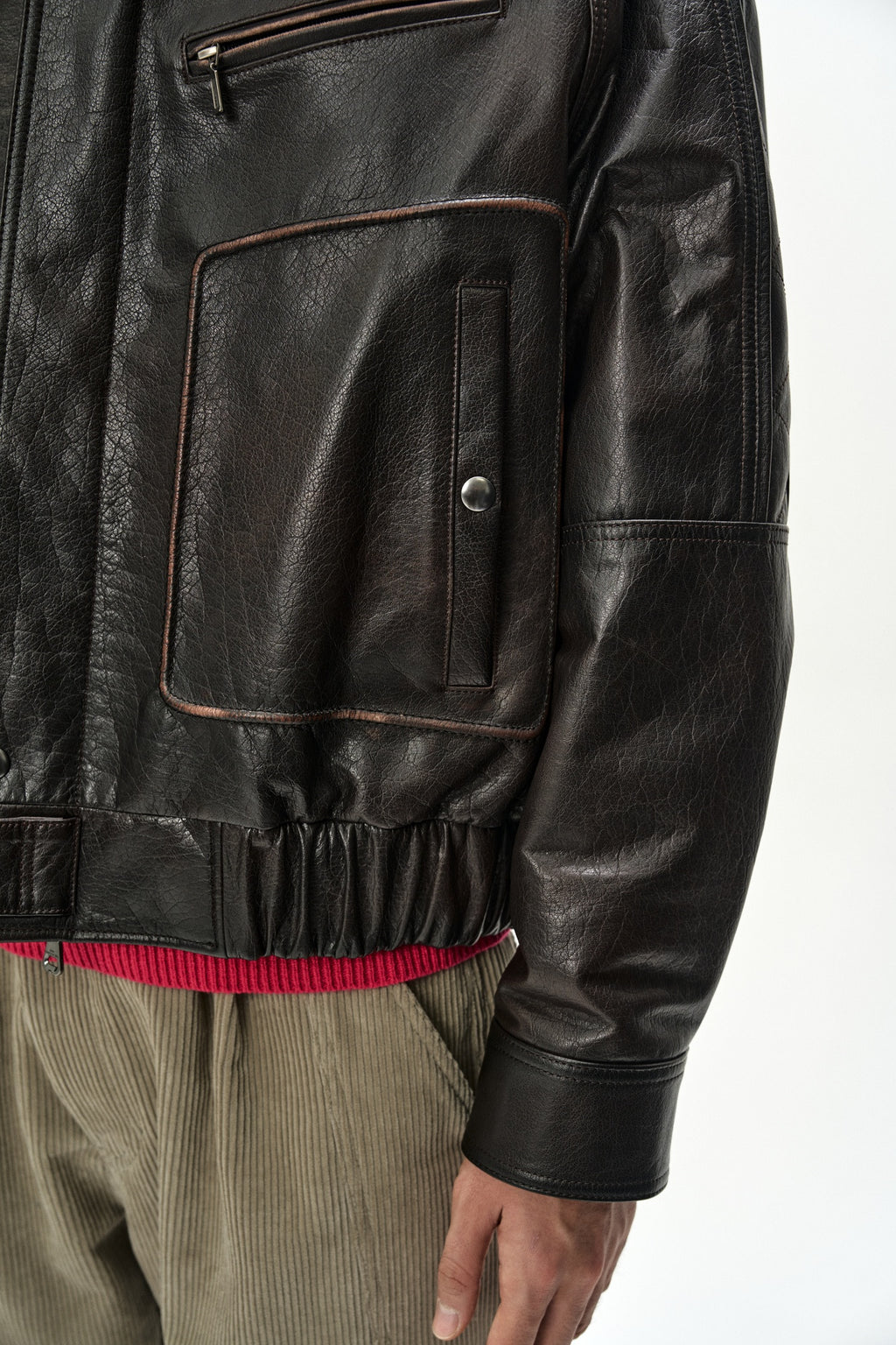 Andersson Bell - Buffalo Leather Bomber Jacket (Dark Brown) product image 14 | TRAB K-Fashion Australia