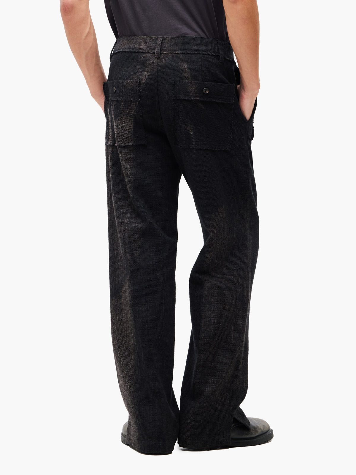 Jiyong Kim - Sun-Bleached Raw-Edge Straight Trousers (Black) product image 5 | TRAB K-Fashion Australia