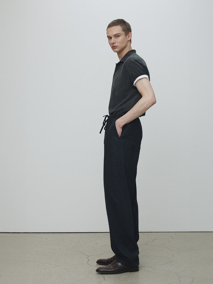 Tonywack - Garment Dyed Distressed Piqué Polo (Faded Black) product image 2 | TRAB K-Fashion Australia