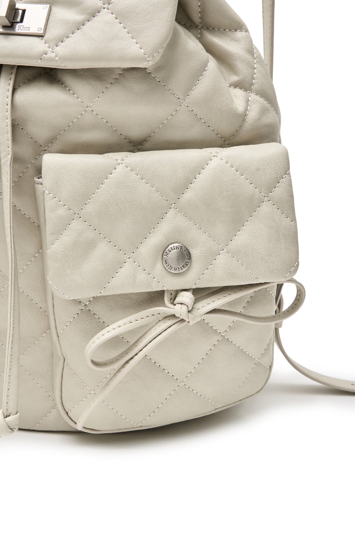 Matin Kim - Double Pocket Quilting Backpack (Light Beige) product image 3 | TRAB K-Fashion Australia