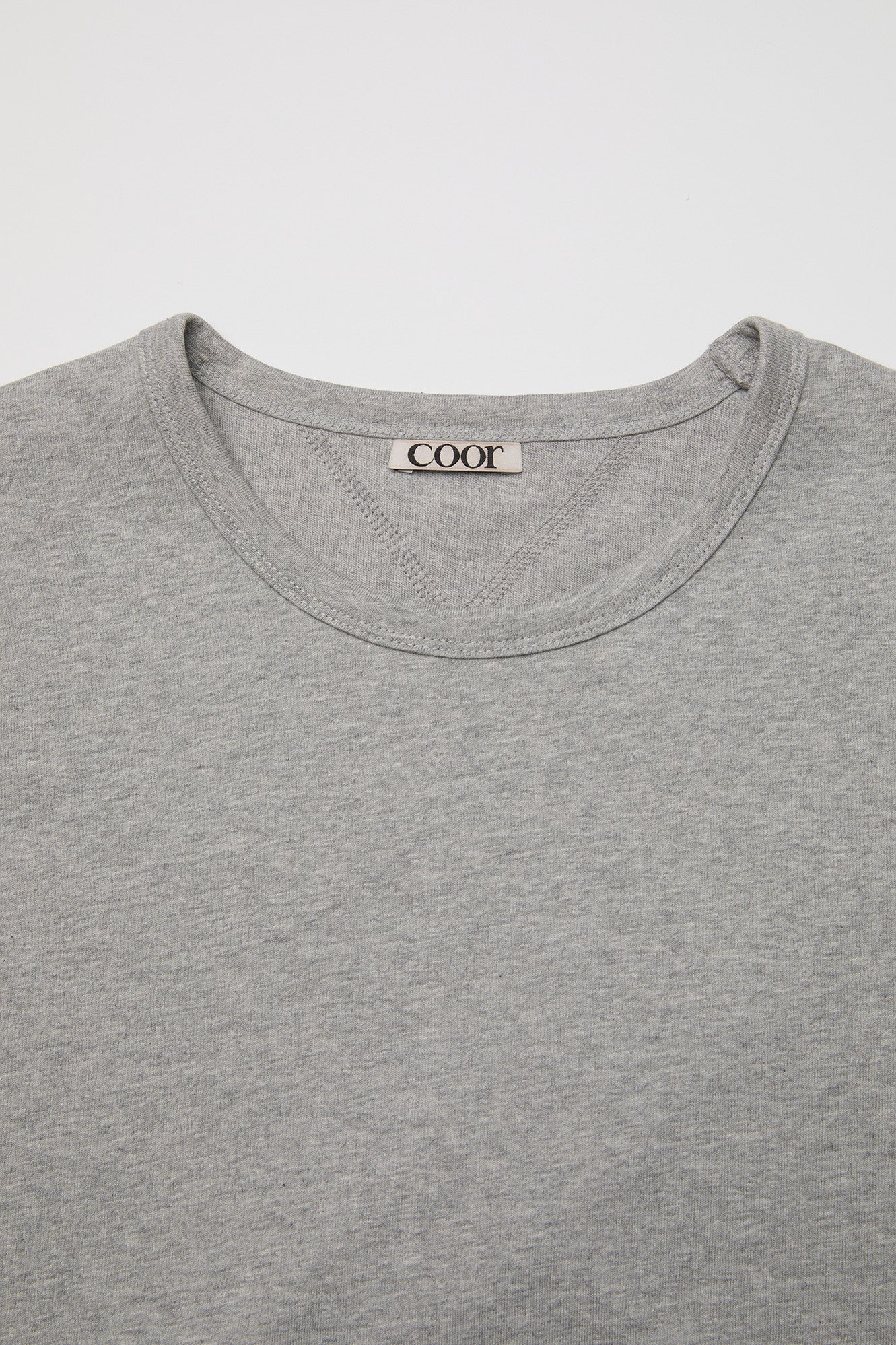 Coor - Chain Stitch Pointed Crop T-Shirt (Melange Gray) product image 5 | TRAB K-Fashion Australia