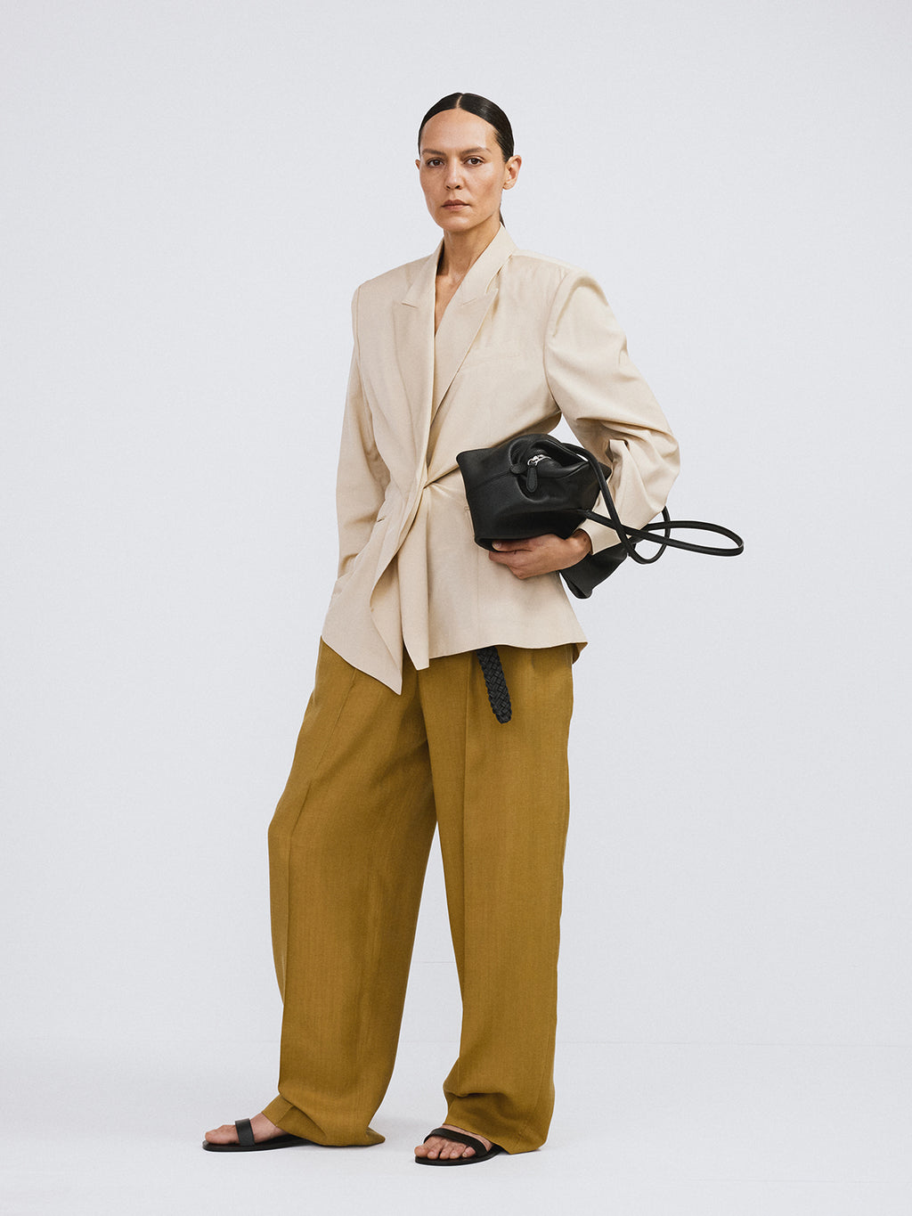 Recto - Drape Detail Suit Jacket (Light Beige) product image 2 | TRAB K-Fashion Australia