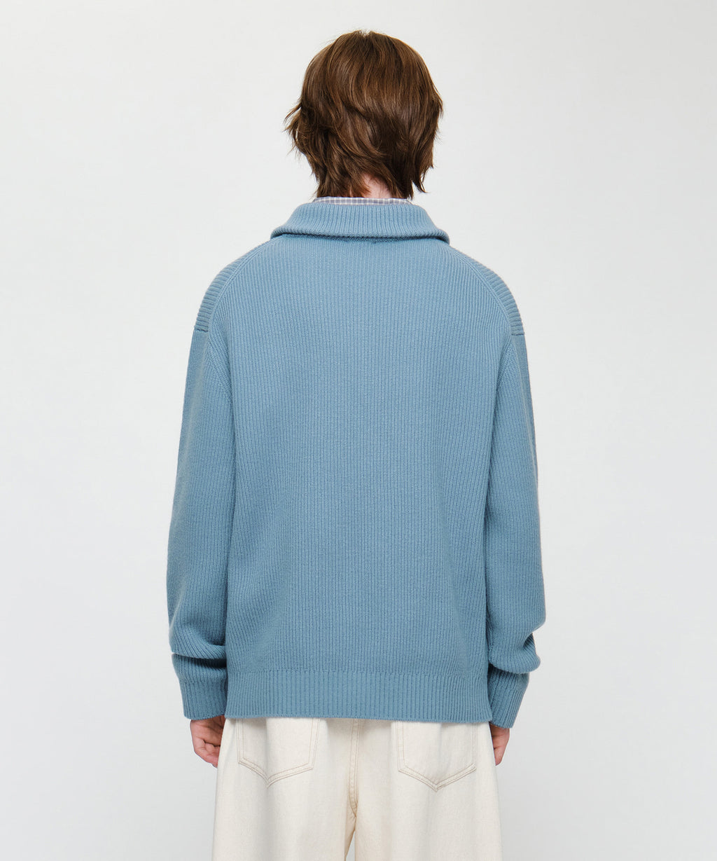 Marithe & Francois Girbaud - Small Classic Logo Oversized Half Zip-up Knit (Sky Blue) product image 3 | TRAB K-Fashion Australia