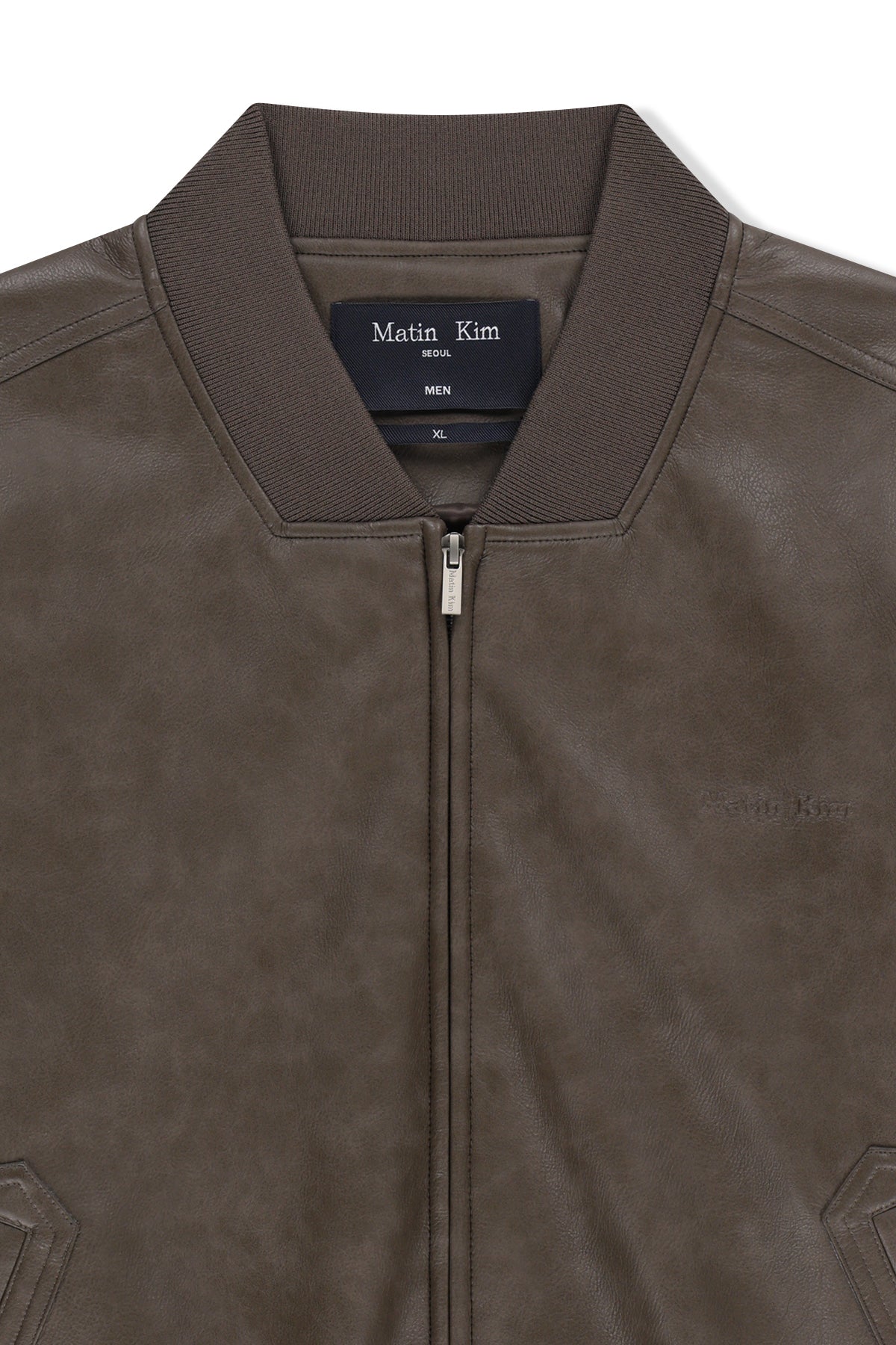 Matin Kim - Faux Leather Rib Collar Blouson (Brown) product image 3 | TRAB K-Fashion Australia