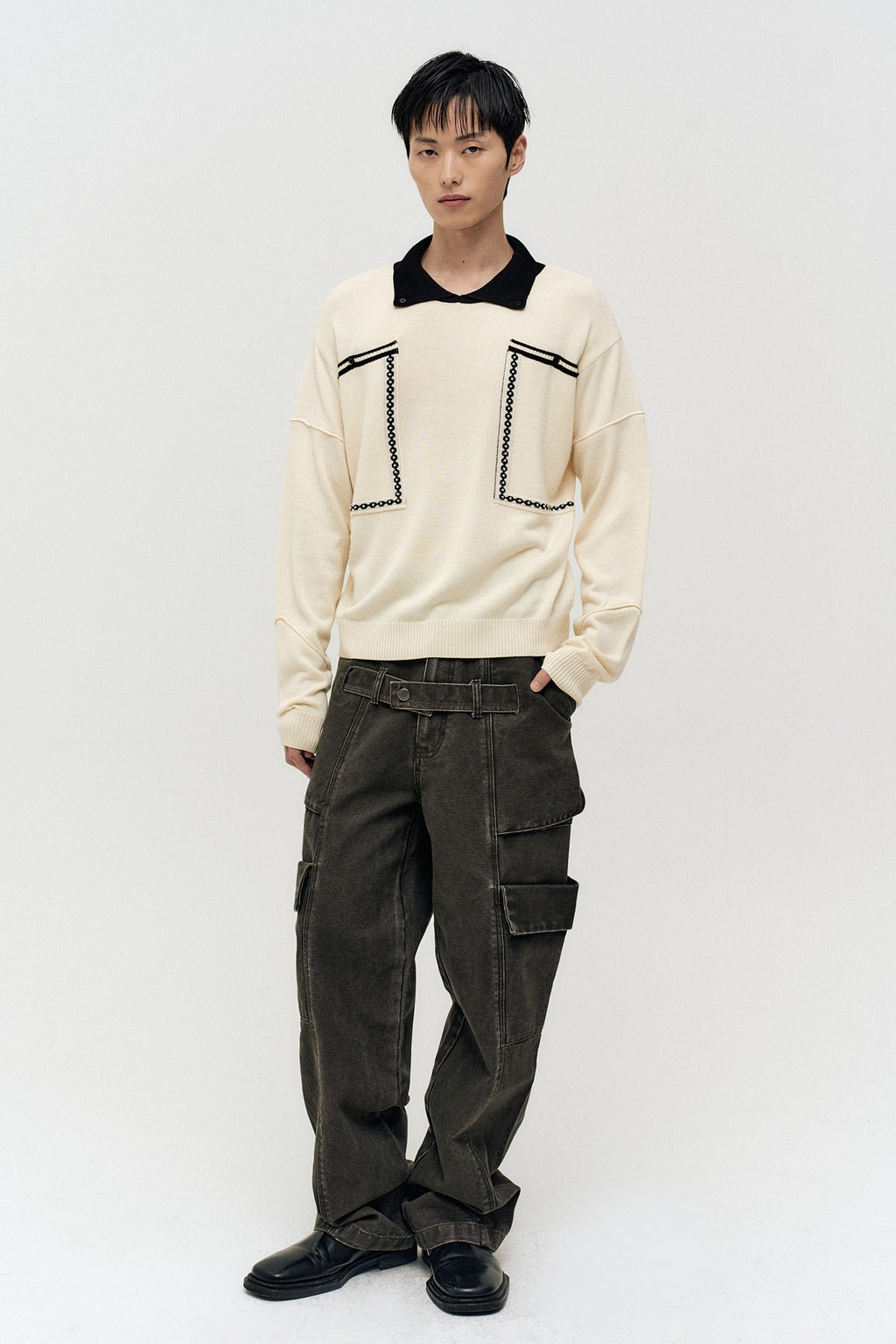 Andersson Bell - Big Pocket Polo Sweater (ecru) (Ecru) product image 1 | TRAB K-Fashion Australia