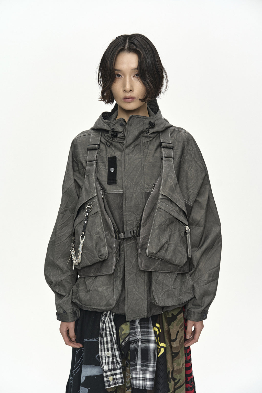Andersson Bell - [Pre-Order – Ships October 30] Unisex Tie-Dyed Beach Shell Jacket (Charcoal) product image 10 | TRAB K-Fashion Australia
