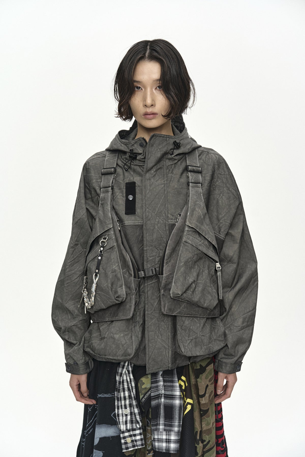 Andersson Bell - [Pre-Order – Ships October 30] Unisex Tie-Dyed Beach Shell Jacket (Charcoal) product image 10 | TRAB K-Fashion Australia