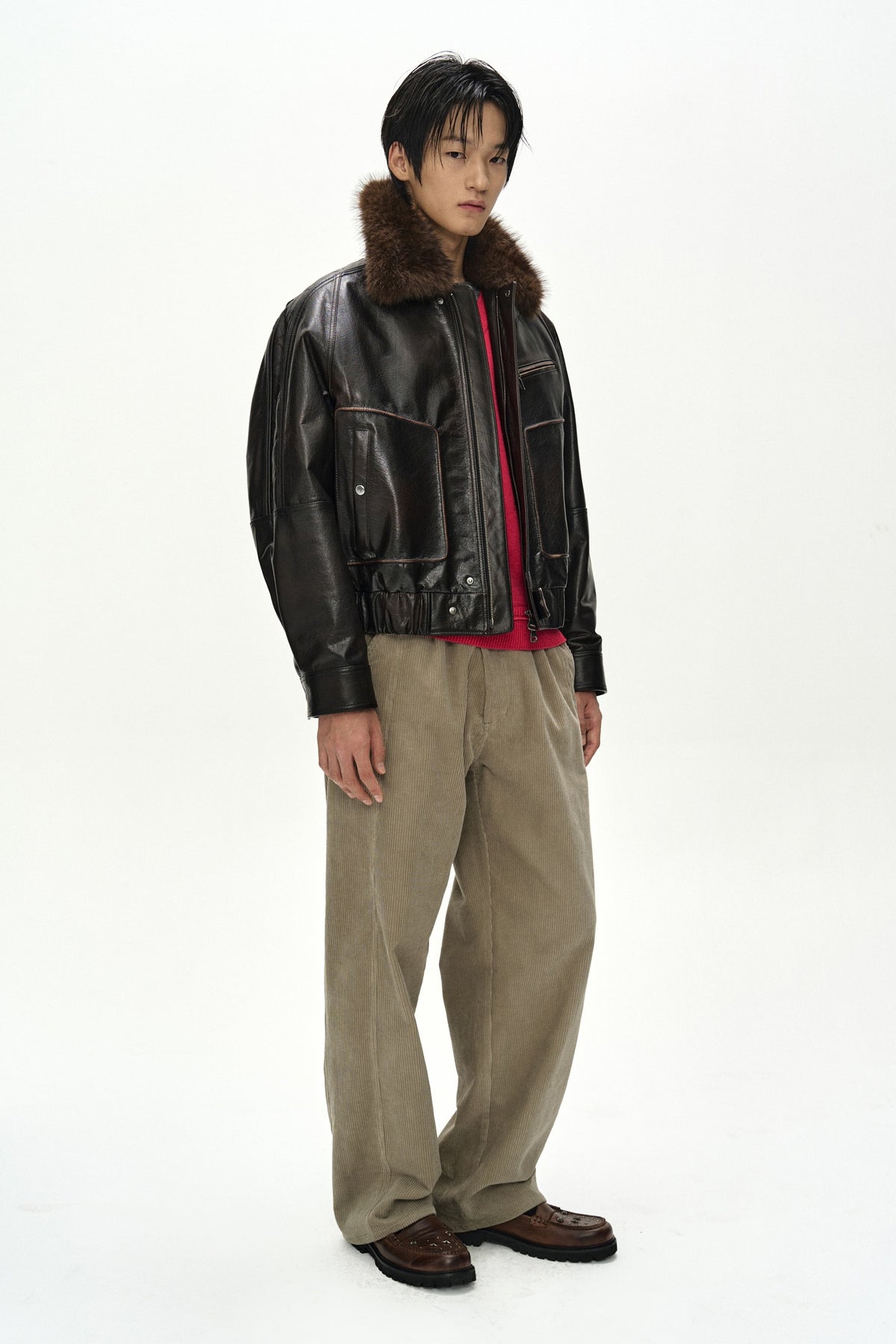 Andersson Bell - Buffalo Leather Bomber Jacket (Dark Brown) product image 7 | TRAB K-Fashion Australia
