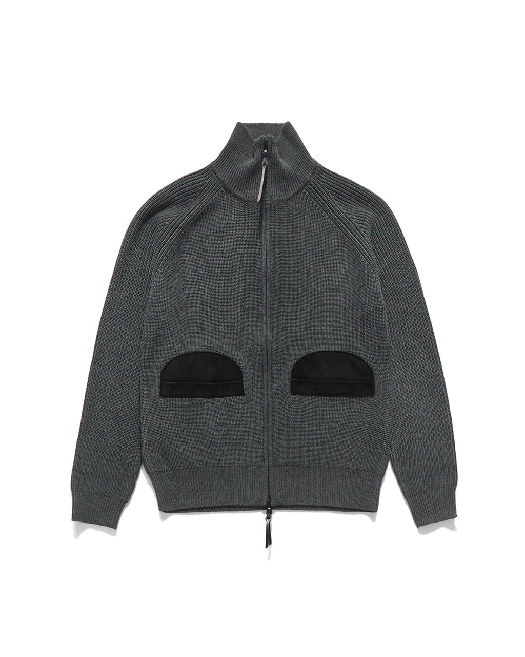 Eastlogue - Leather Patch Drivers Zip-up Knit (Melange Grey) product image 1 | TRAB K-Fashion Australia