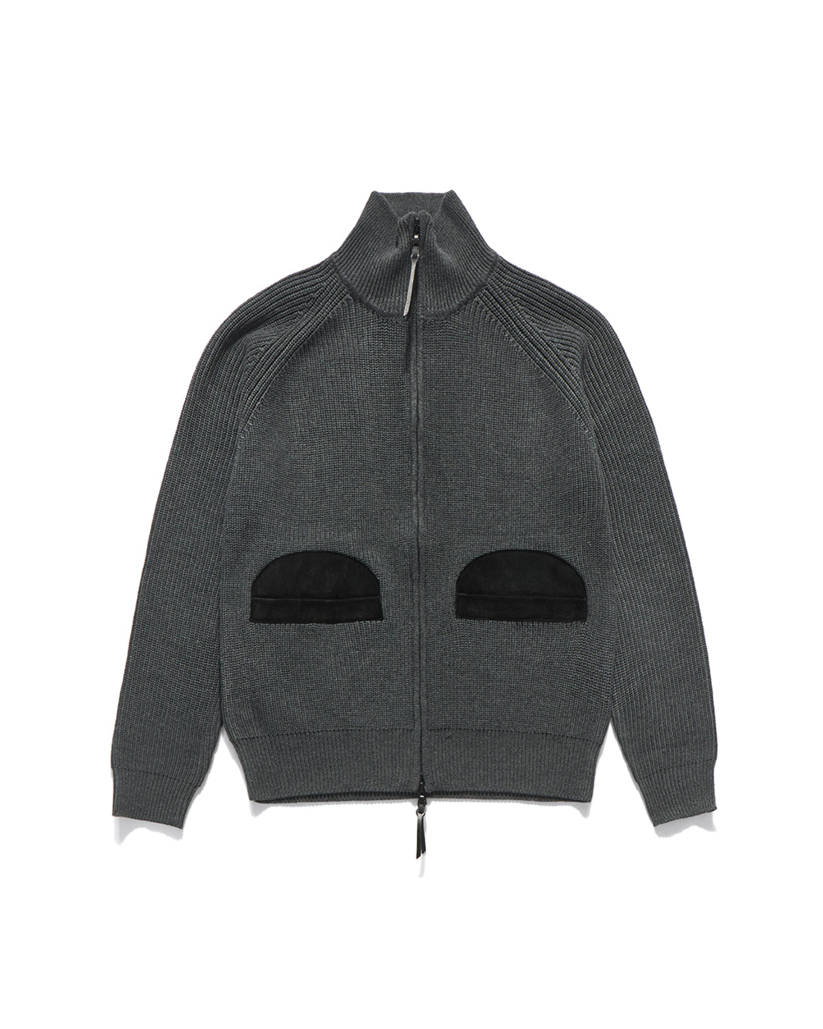 Eastlogue - Leather Patch Drivers Zip-up Knit (Melange Grey) product image 1 | TRAB K-Fashion Australia