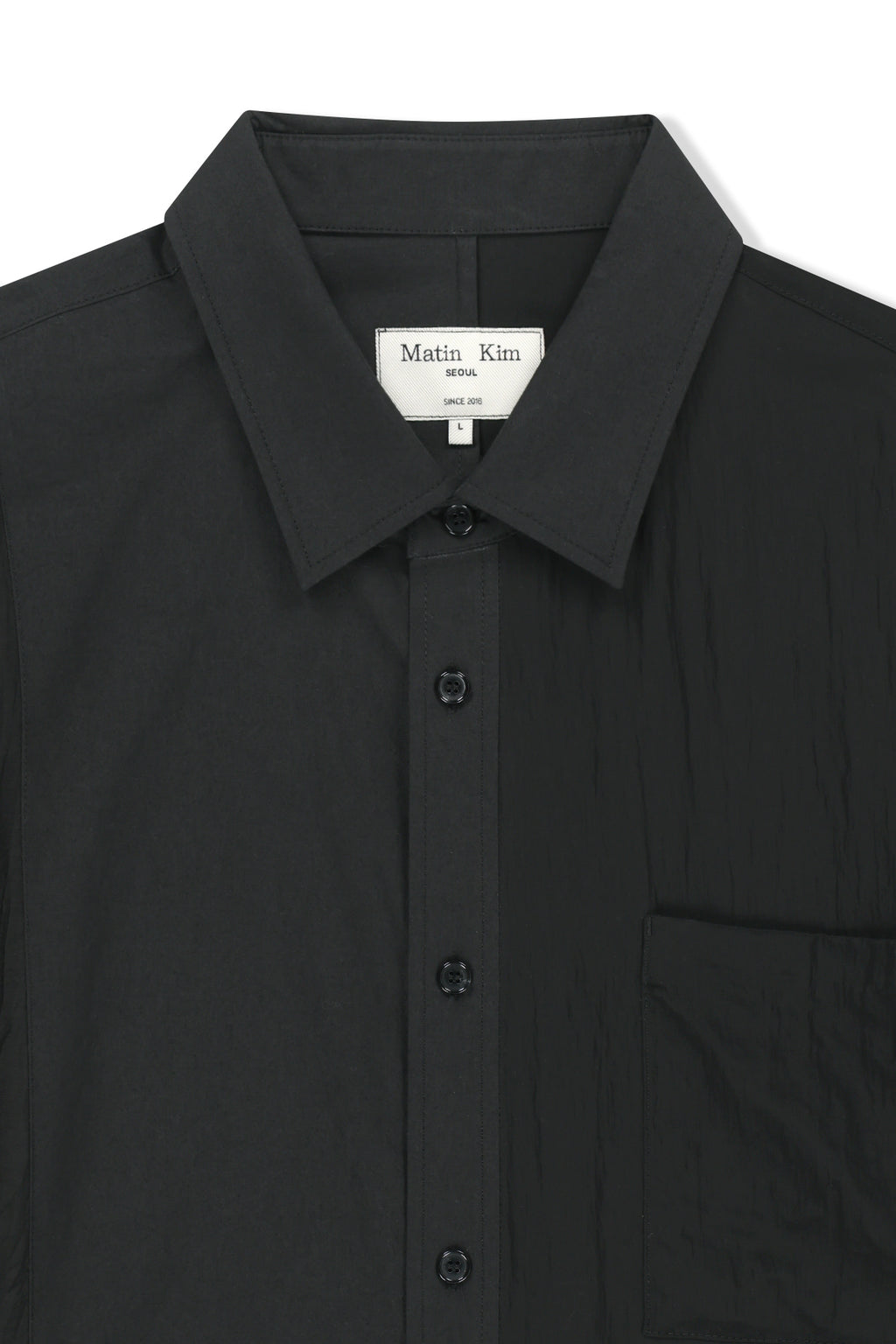 Matin Kim - Mixed Panel Over Fit Shirt (Black) product image 4 | TRAB K-Fashion Australia
