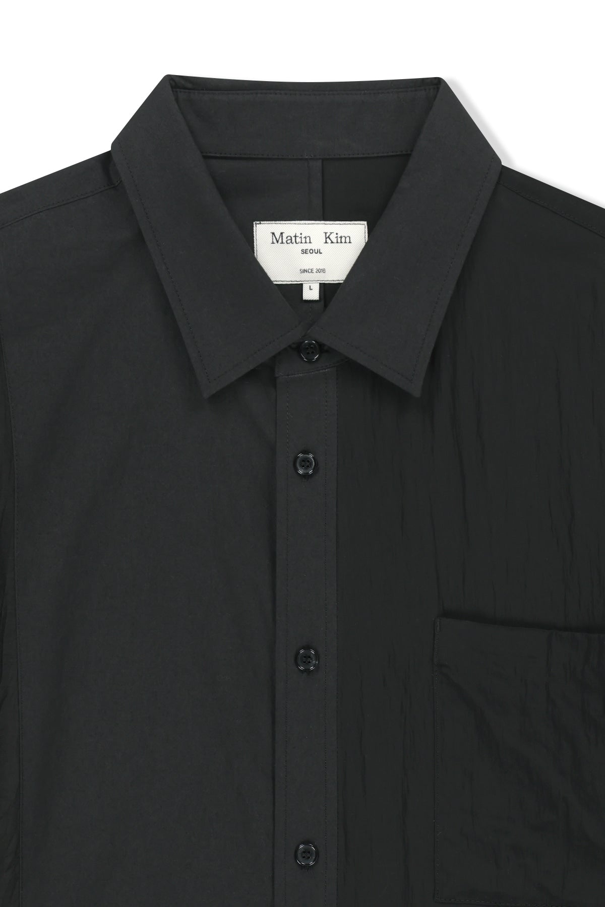 Matin Kim - Mixed Panel Over Fit Shirt (Black) product image 4 | TRAB K-Fashion Australia