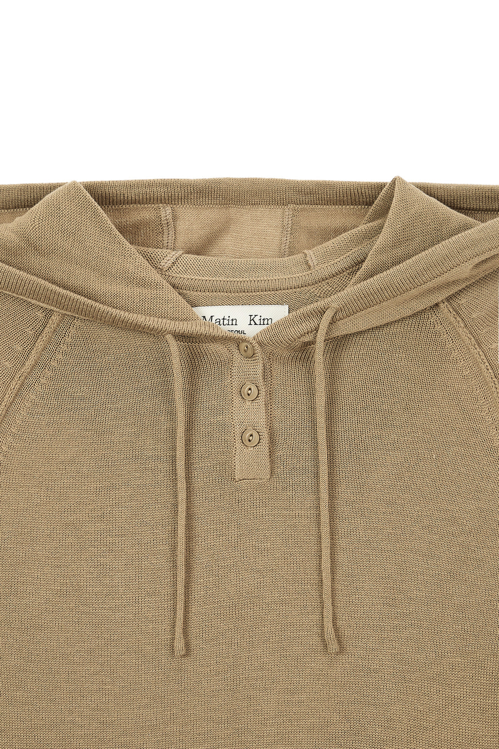 Matin Kim - Button Hoody Raglan Knit Top (Khaki) product image 3 | TRAB K-Fashion Australia