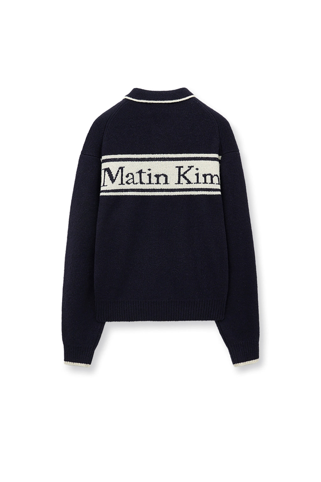 Matin Kim - Back Logo Collar Knit Top (Dark Navy) product image 3 | TRAB K-Fashion Australia