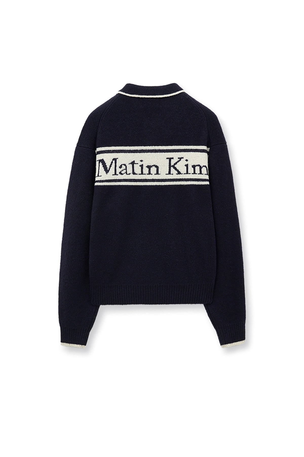 Matin Kim - Back Logo Collar Knit Top (Dark Navy) product image 3 | TRAB K-Fashion Australia