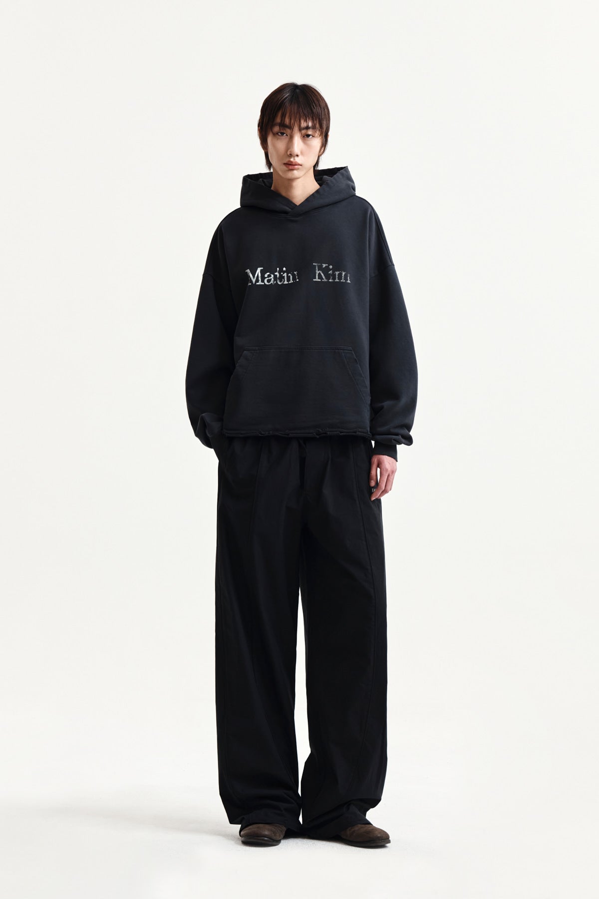 Matin Kim - Raw Edge Hem Sweat Hoody (Charcoal) product image 13 | TRAB K-Fashion Australia