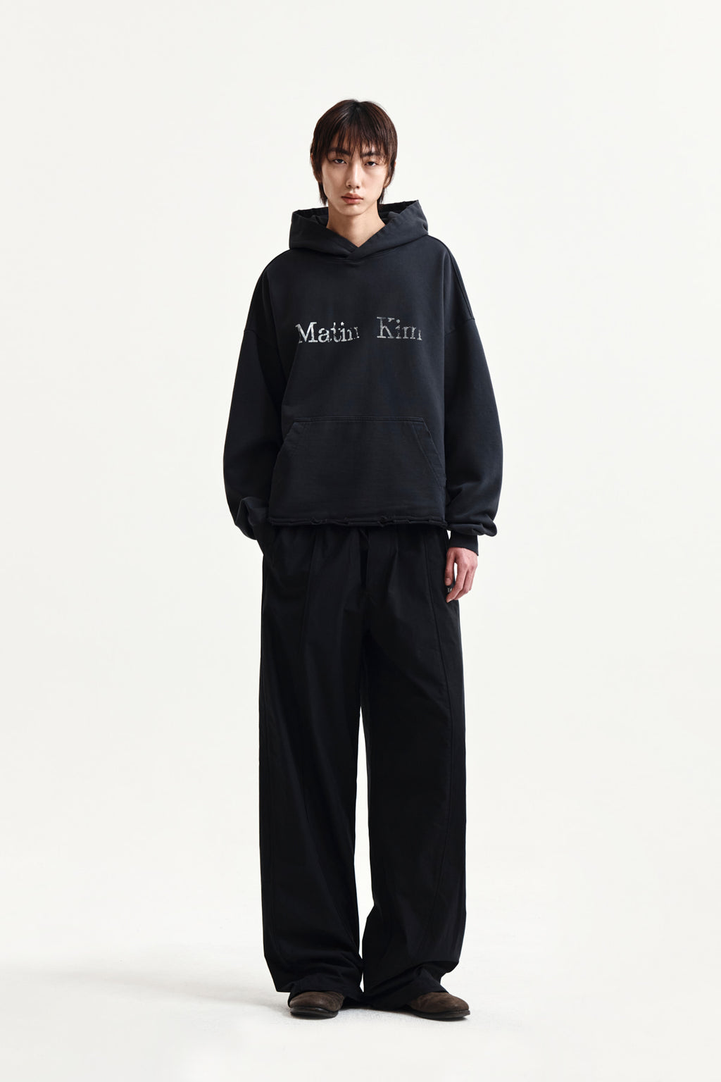 Matin Kim - Raw Edge Hem Sweat Hoody (Charcoal) product image 13 | TRAB K-Fashion Australia