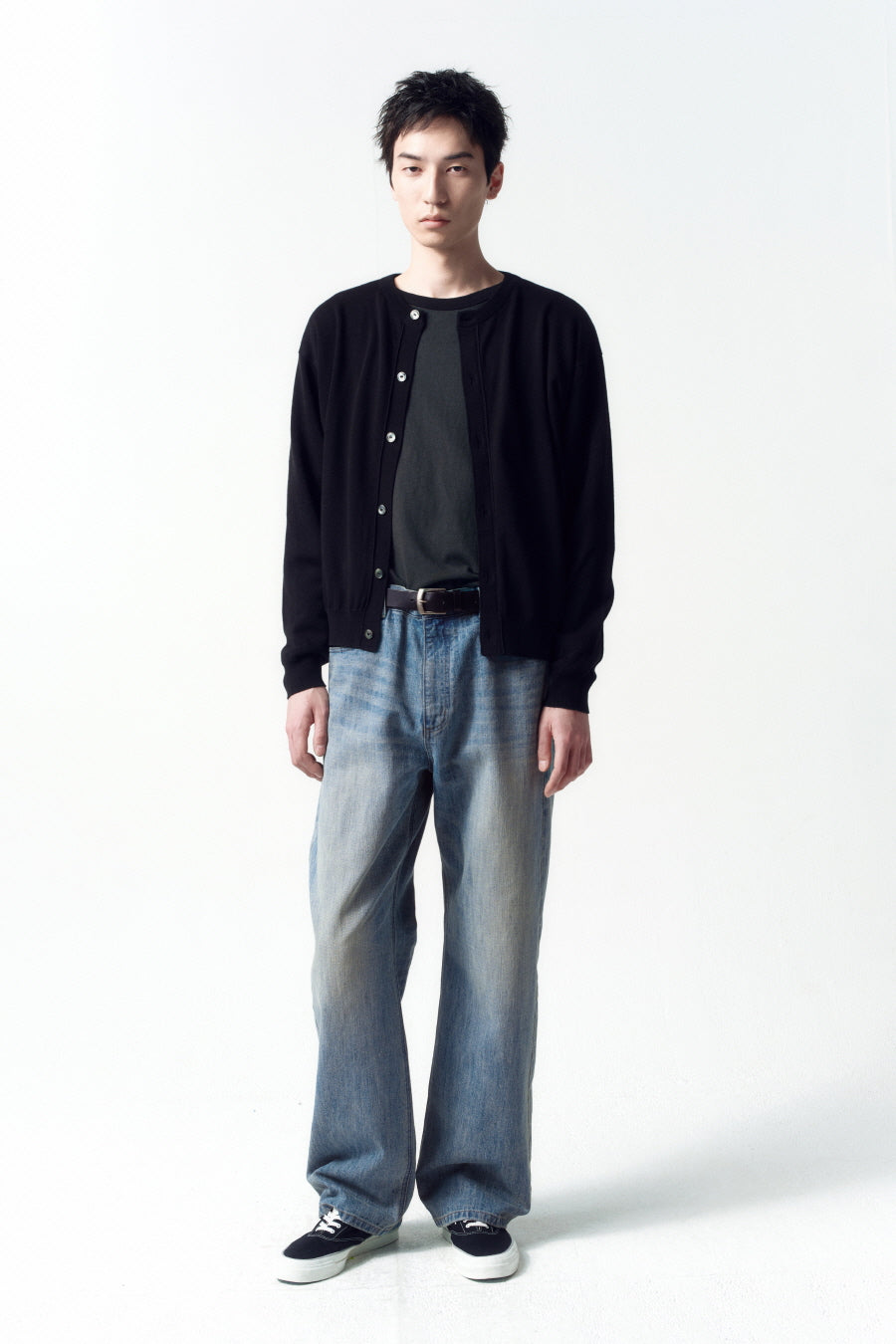 Insilence - Wool Blend Round Neck Cardigan (Black) product image 1 | TRAB K-Fashion Australia