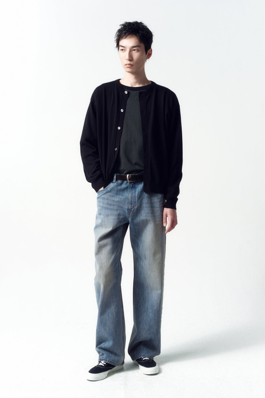 Insilence - Wool Blend Round Neck Cardigan (Black) product image 6 | TRAB K-Fashion Australia